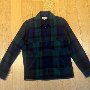 Men's Classic Plaid Shirt Jacket in Green and Navy